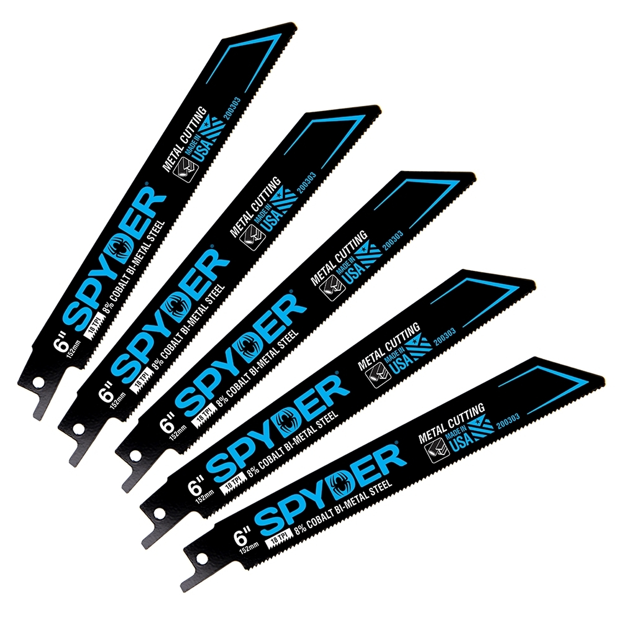 Spyder Black Series Bi-Metal Reciprocating Saw Blades — 6in., 18 TPI, 50 Pack, Model# 200303-50